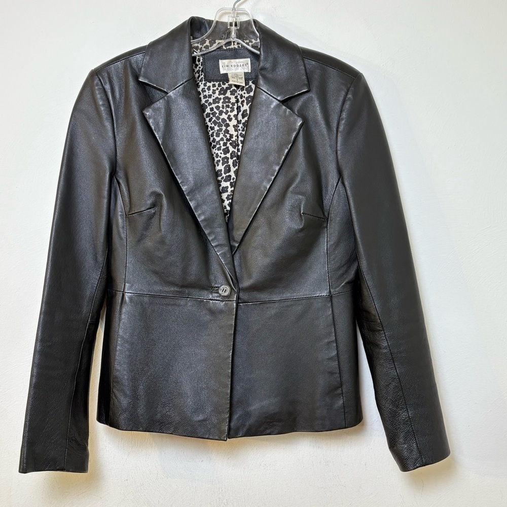 Vintage 90s Y2K Leather Jacket goth Whimsigoth minimalist grunge emo punk S - Picture 3 of 16